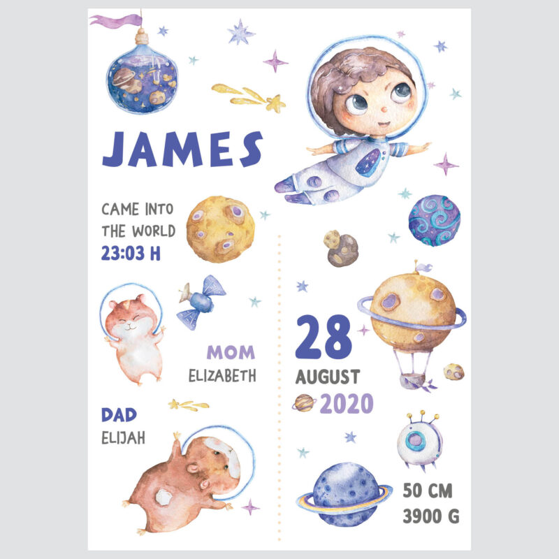 Personalised Space Kids Poster Space UAE – Space Adventure - Image 2