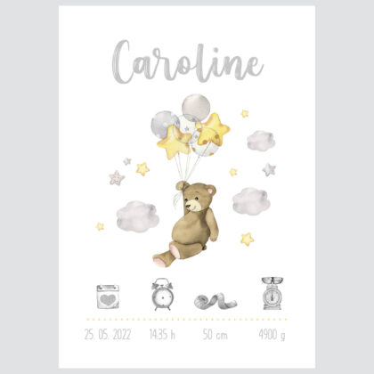 Personalised Bear Kids Poster Balloon UAE – Teddy’s Balloon Adventure | HIA Workshop®