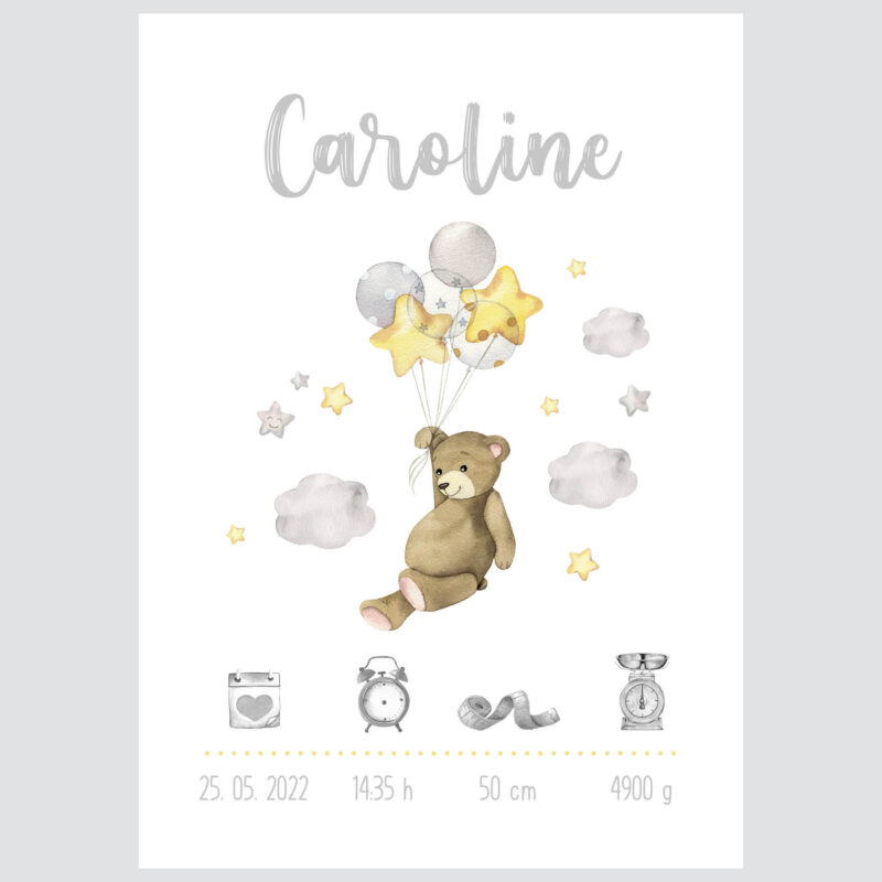 Personalised Bear Kids Poster Balloon UAE – Teddy’s Balloon Adventure | HIA Workshop® - Image 2