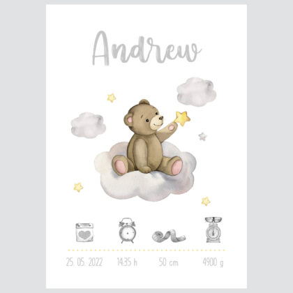Personalised Teddy Bear Poster Cloud UAE – Teddy’s Cloud Adventure | HIA Workshop®