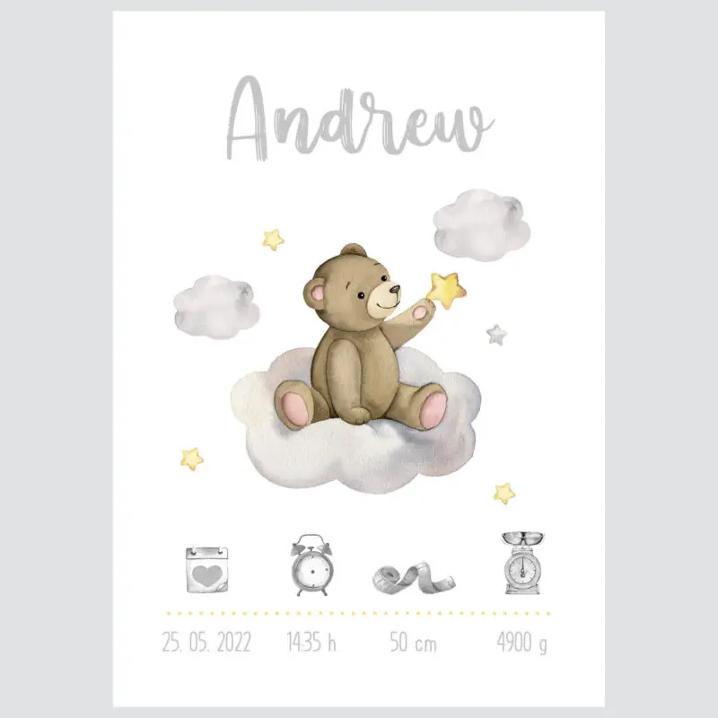 Personalised Teddy Bear Poster Cloud UAE – Teddy’s Cloud Adventure | HIA Workshop® - Image 2