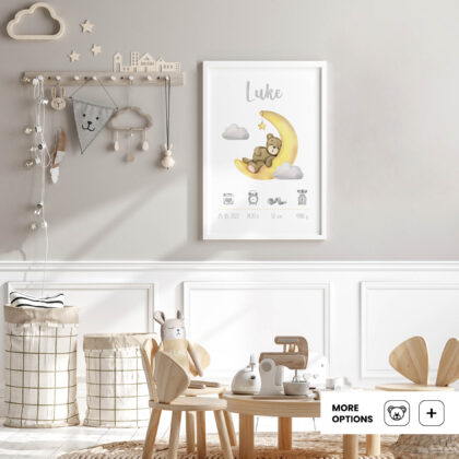 Personalised Teddy Bear Poster Moon UAE – Teddy’s Moon Adventure | HIA Workshop®