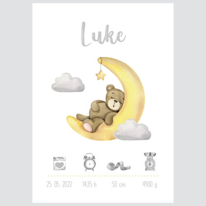 Personalised Teddy Bear Poster Moon UAE – Teddy’s Moon Adventure | HIA Workshop®