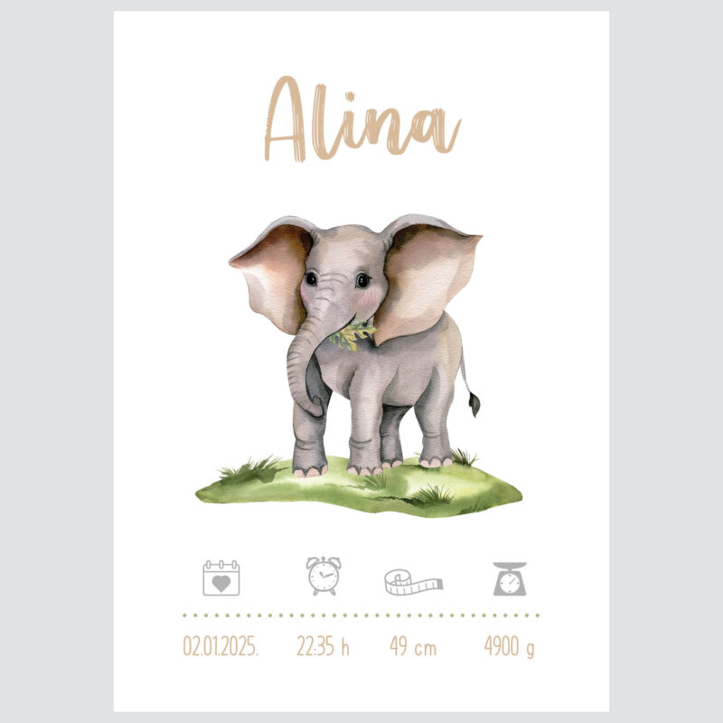 Personalised Kids Poster Elephant UAE – Elephant Safari Adventure | HIA Workshop® - Image 2