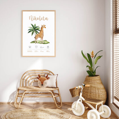 Personalised Safari Poster Giraffe UAE – Giraffe Safari Adventure | HIA Workshop®