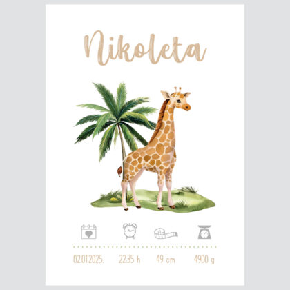 Personalised Safari Poster Giraffe UAE – Giraffe Safari Adventure | HIA Workshop®