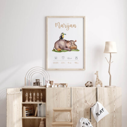 Personalised Kids Poster Hippo UAE – Hippo Safari Adventure | HIA Workshop®