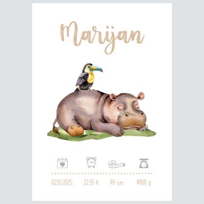 Personalised Kids Poster Hippo UAE – Hippo Safari Adventure | HIA Workshop®