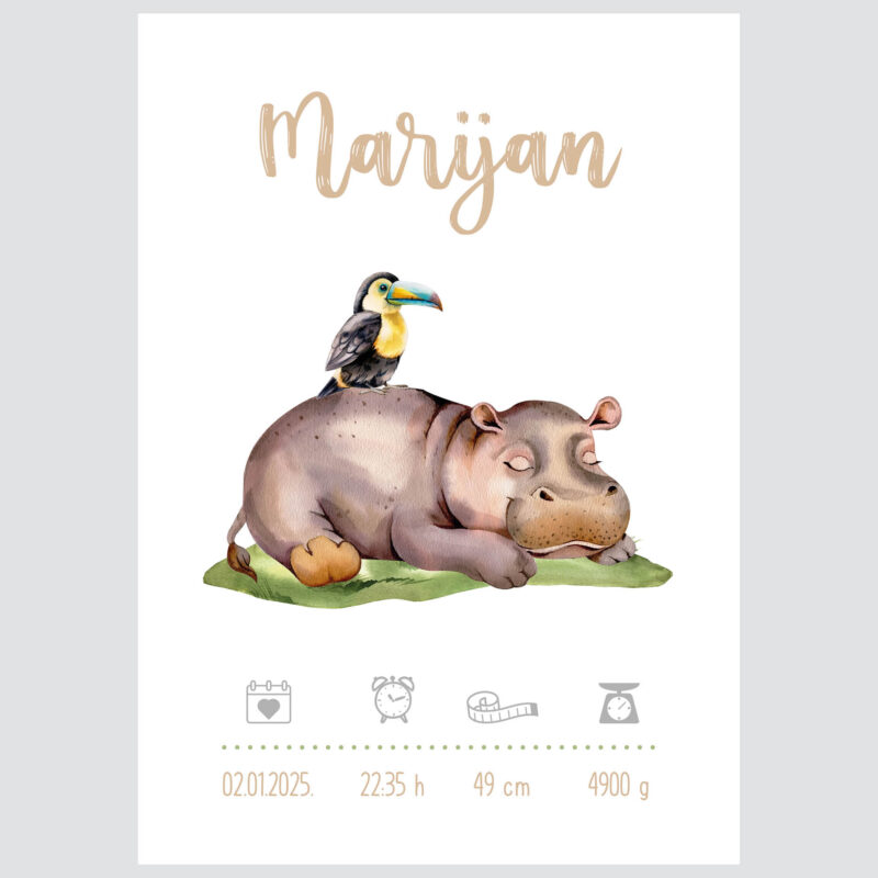 Personalised Kids Poster Hippo UAE – Hippo Safari Adventure | HIA Workshop® - Image 2