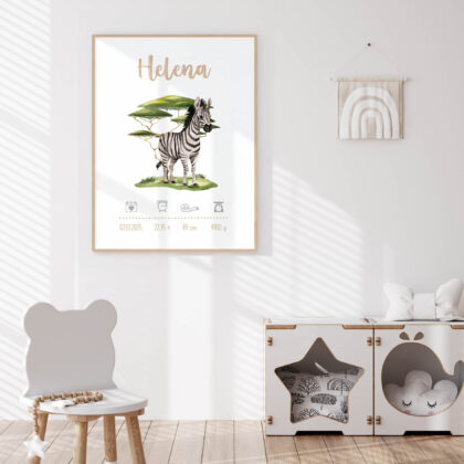 Personalised Kids Poster Zebra UAE – Zebra Safari Adventure | HIA Workshop®