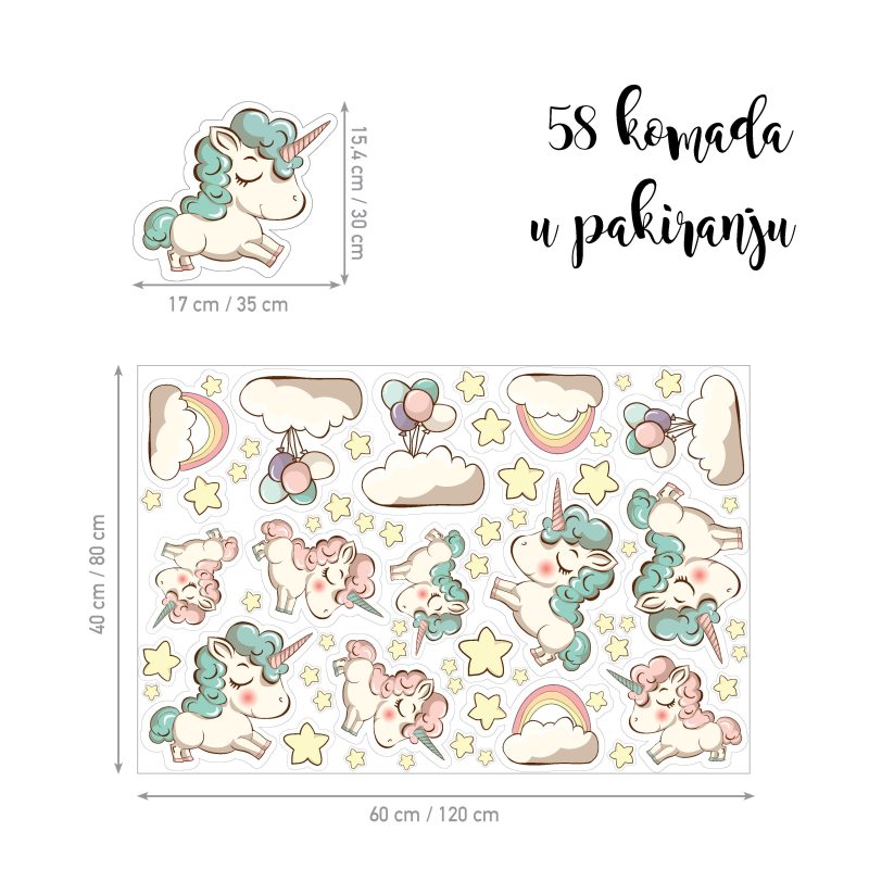 Wall Stickers for Kids Room – Unicorn Couple - Image 2