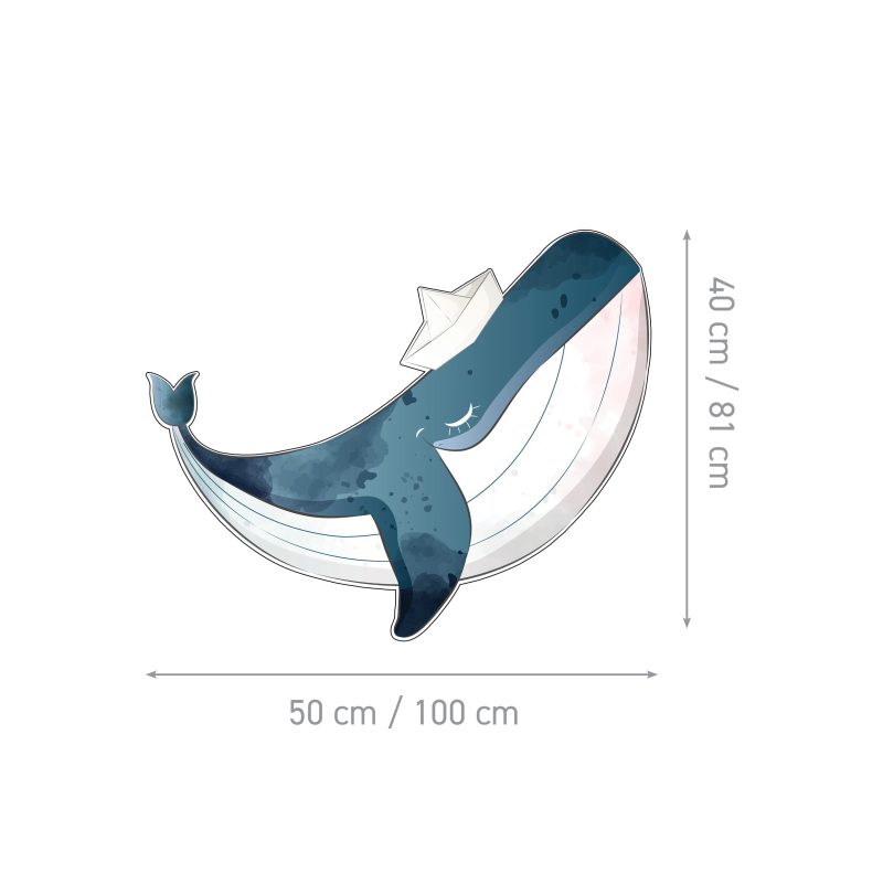 Children’s Wall Stickers – Whale Sailor - Image 2