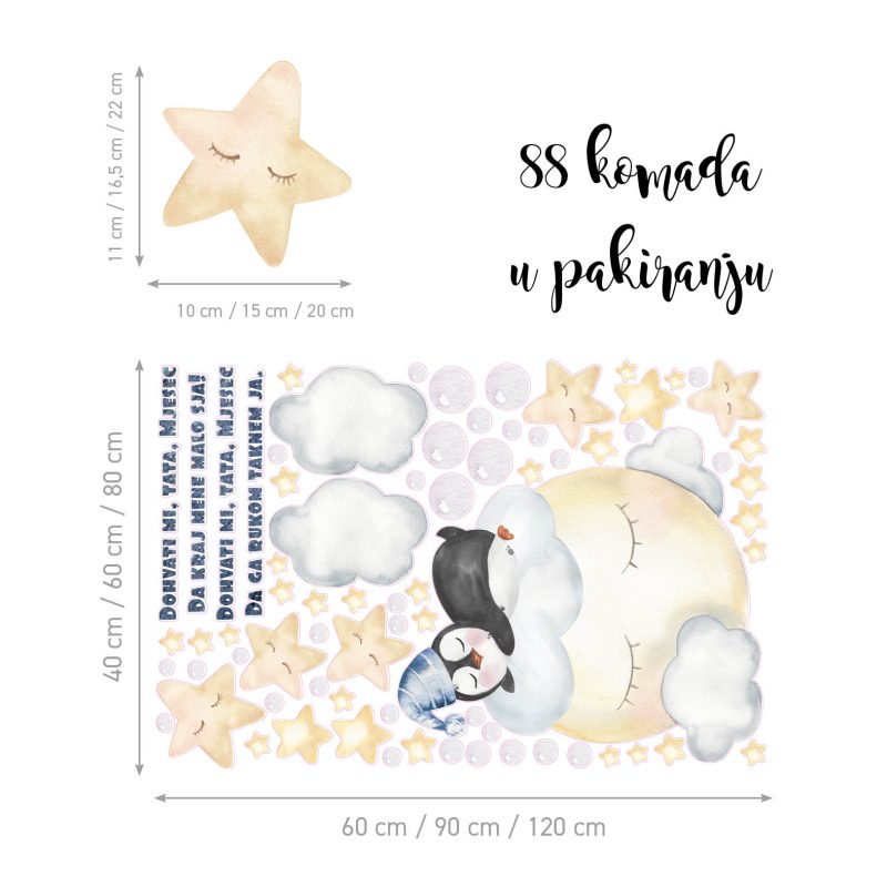 Wall Stickers UAE – Catch the Moon for Me B | Penguin on the Moon - Image 2