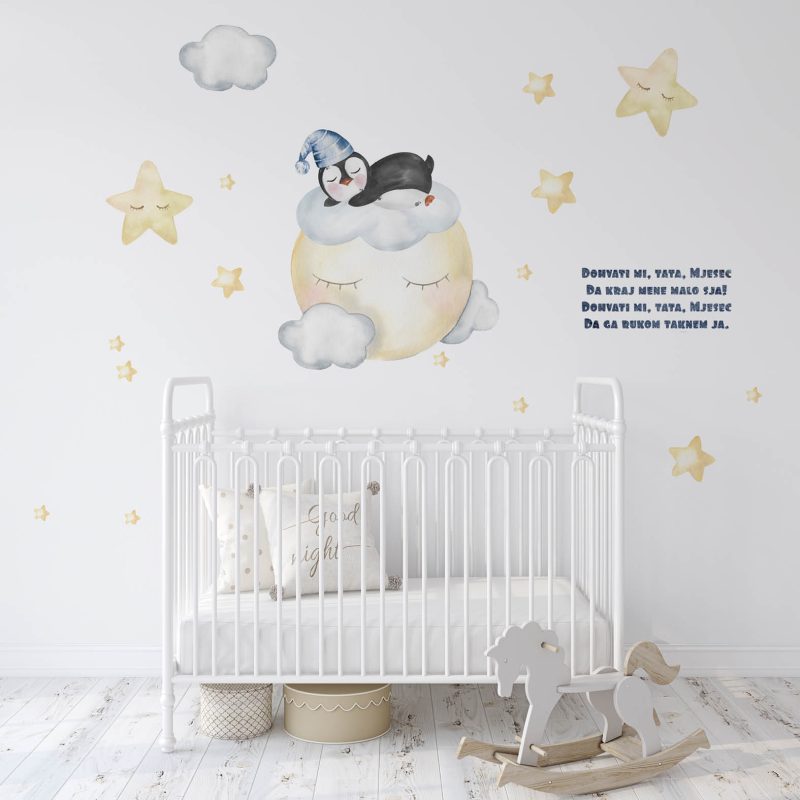 Penguin on the Moon Nursery Wall Stickers – Catch the Moon for Me B