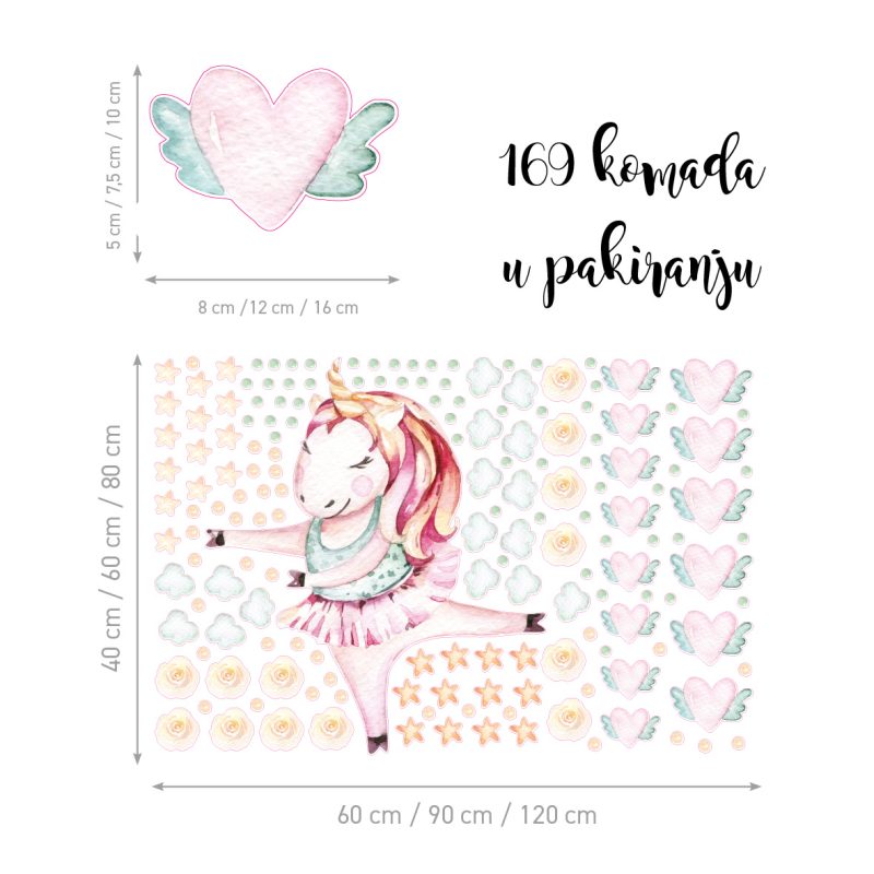 Kids Wall Stickers – Dancing Unicorn - Image 2