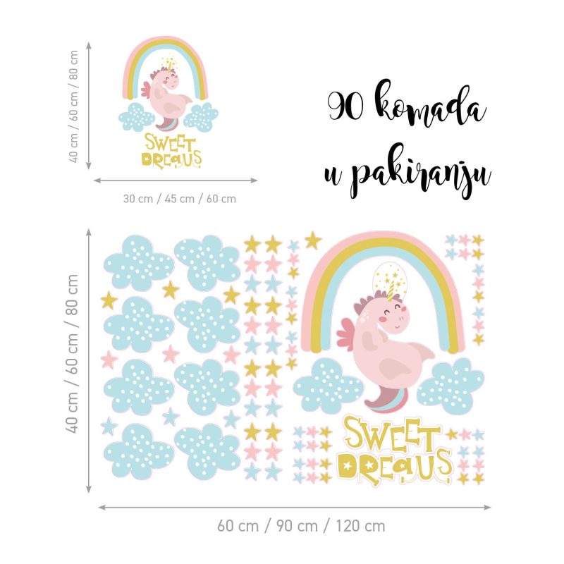 Kids Wall Stickers – Dragon Unicorn - Image 2