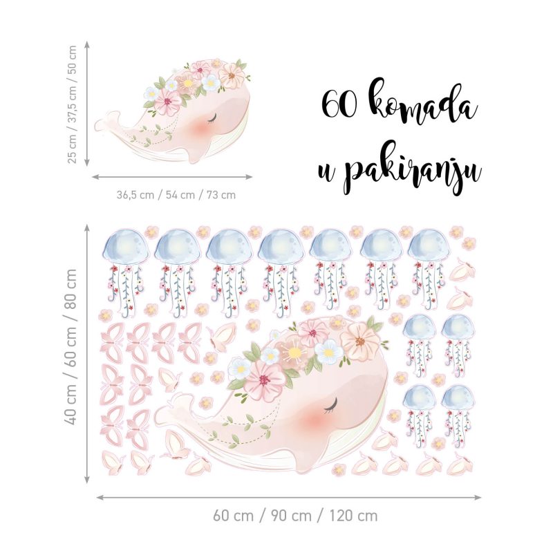 Kids Wall Stickers – Pink Whale - Image 2