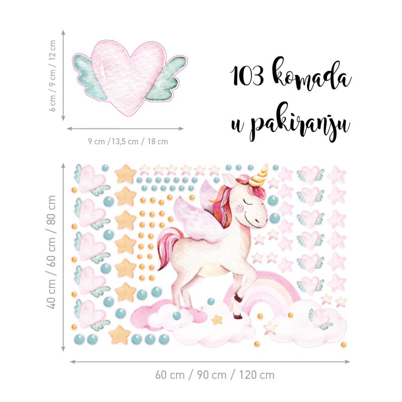 Kids Wall Stickers – Watercolor Unicorn - Image 2