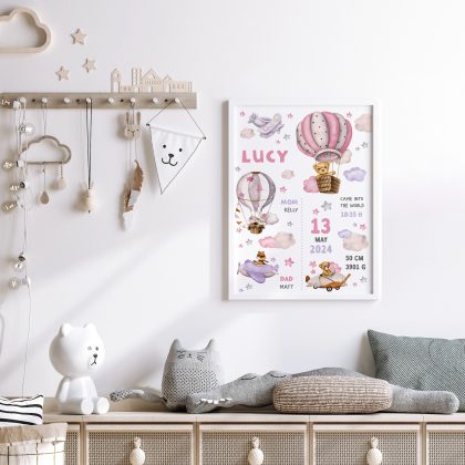 Personalised Hot Air Balloon Poster Clouds UAE – Among the Clouds Girls | HIA Workshop®