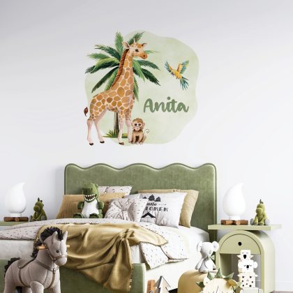 Giraffe Name Wall Sticker for Kids Room | Giraffe’s Safari Adventure | HIAWorkshop®