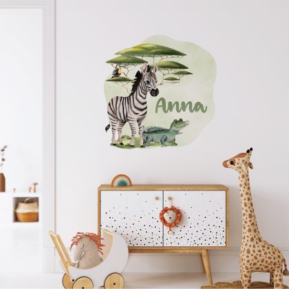 Zebra Nursery Wall Name Sticker | Zebra’s Safari Adventure | HIAWorkshop®