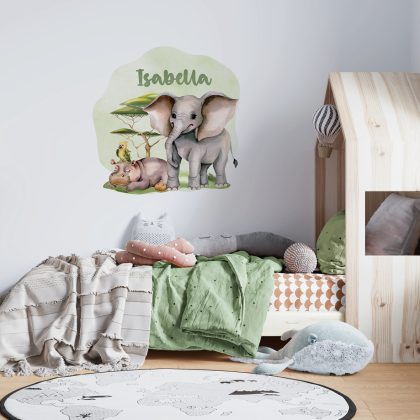 Elephant Name Wall Sticker for Kids Room | Elephant’s Safari Adventure