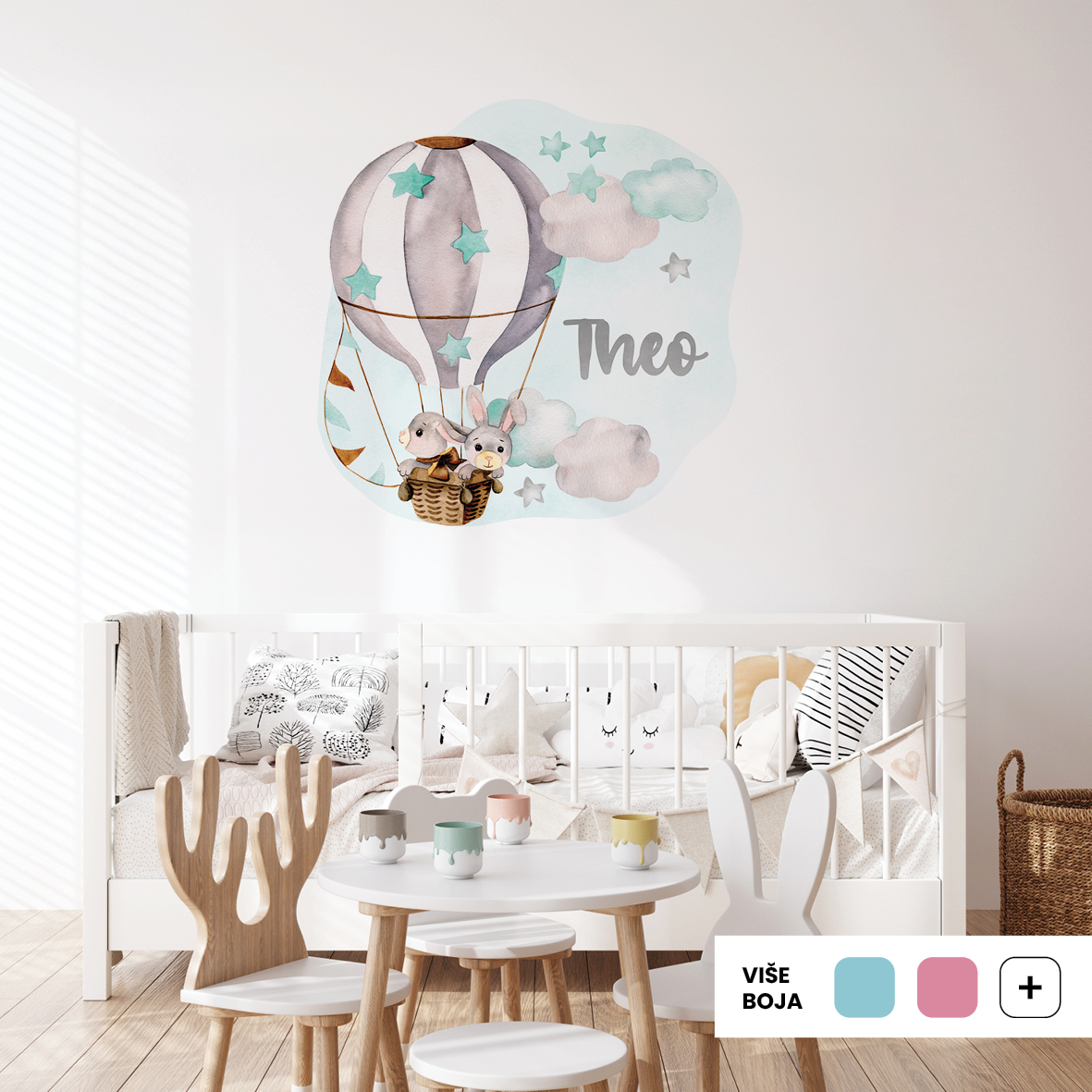 Personalized Kids Wall Sticker Bunnies | Bunnies Among the Clouds | HIA Workshop® - Image 4
