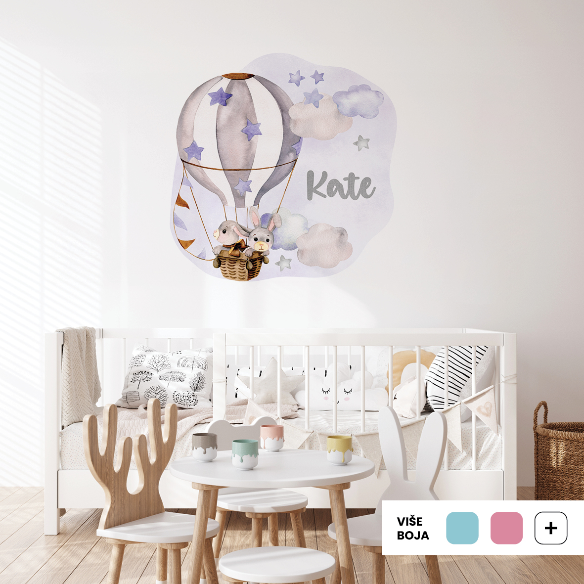 Personalized Kids Wall Sticker Bunnies | Bunnies Among the Clouds | HIA Workshop® - Image 6