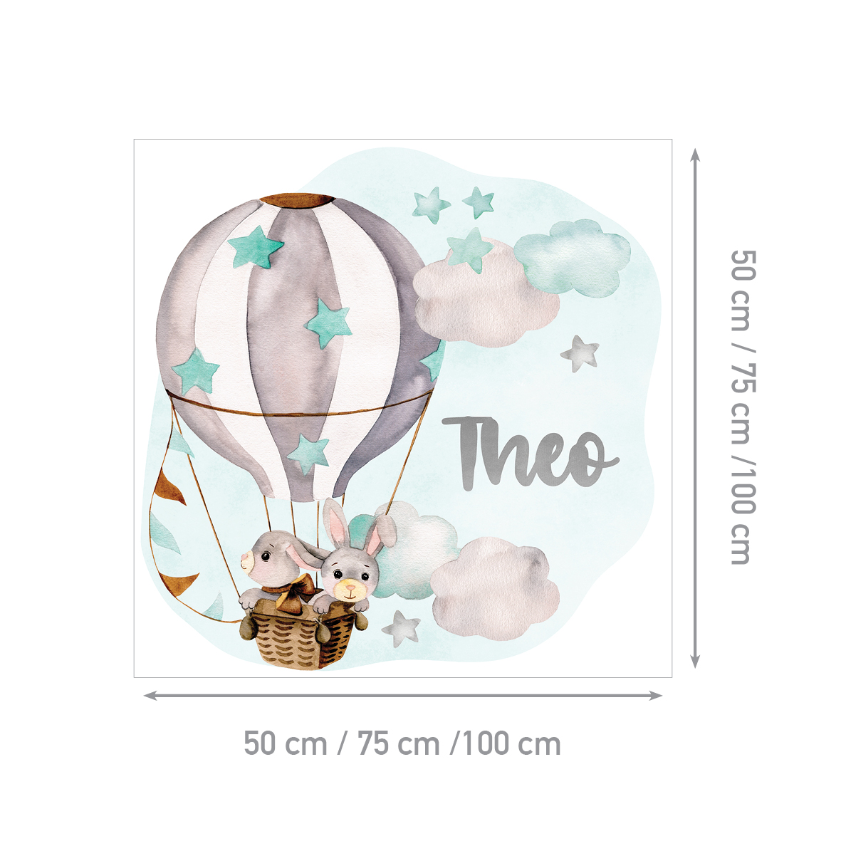 Personalized Kids Wall Sticker Bunnies | Bunnies Among the Clouds | HIA Workshop® - Image 7
