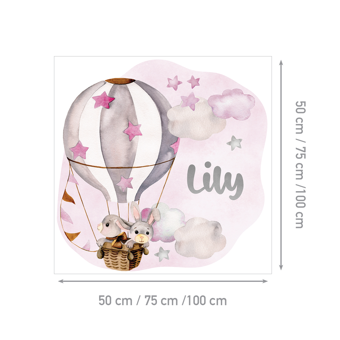 Personalized Kids Wall Sticker Bunnies | Bunnies Among the Clouds | HIA Workshop® - Image 8