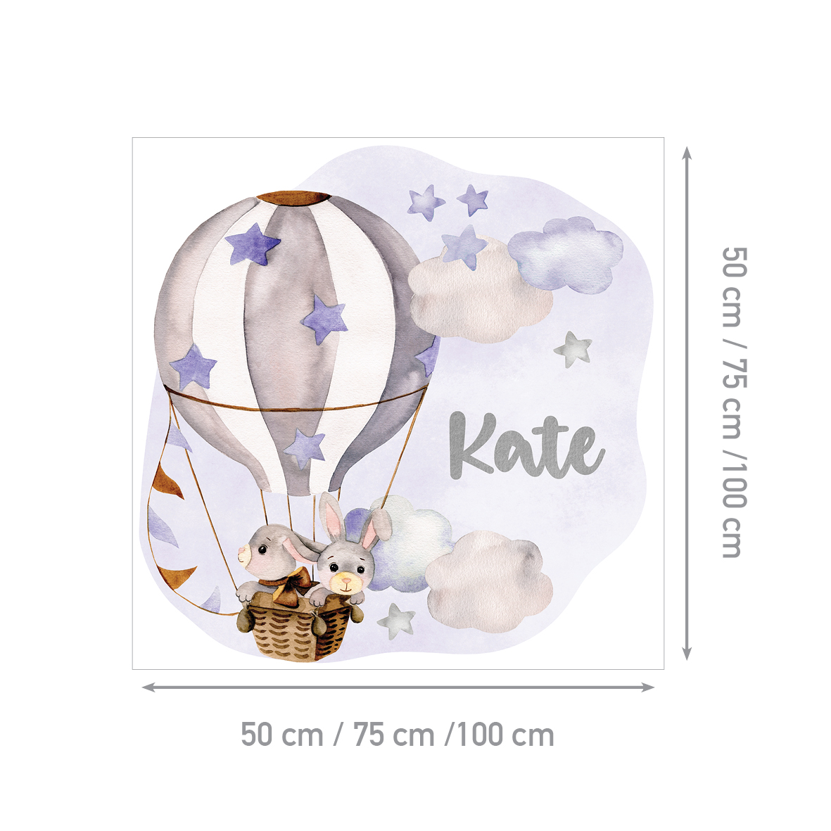 Personalized Kids Wall Sticker Bunnies | Bunnies Among the Clouds | HIA Workshop® - Image 9