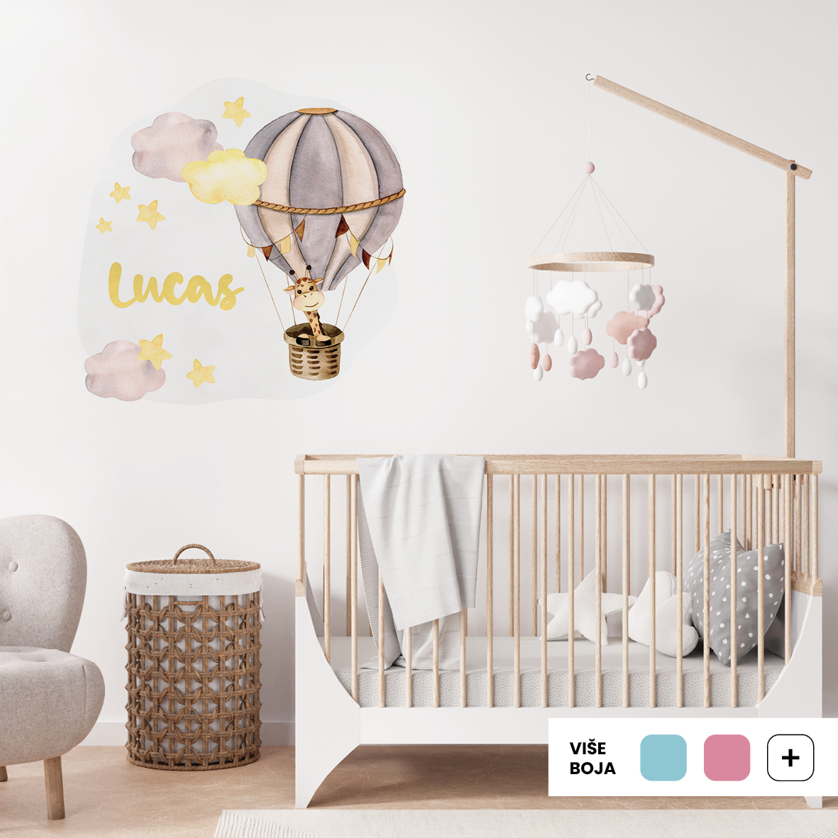 Personalized Kids Giraffe Wall Sticker | Giraffe Among the Clouds | HIA Workshop® - Image 3