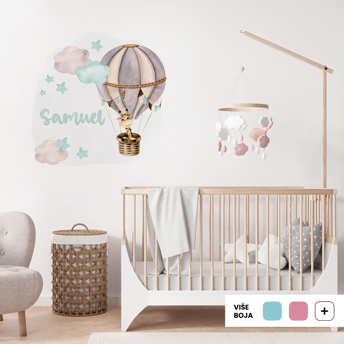 Personalized Kids Giraffe Wall Sticker | Giraffe Among the Clouds | HIA Workshop® - Image 5