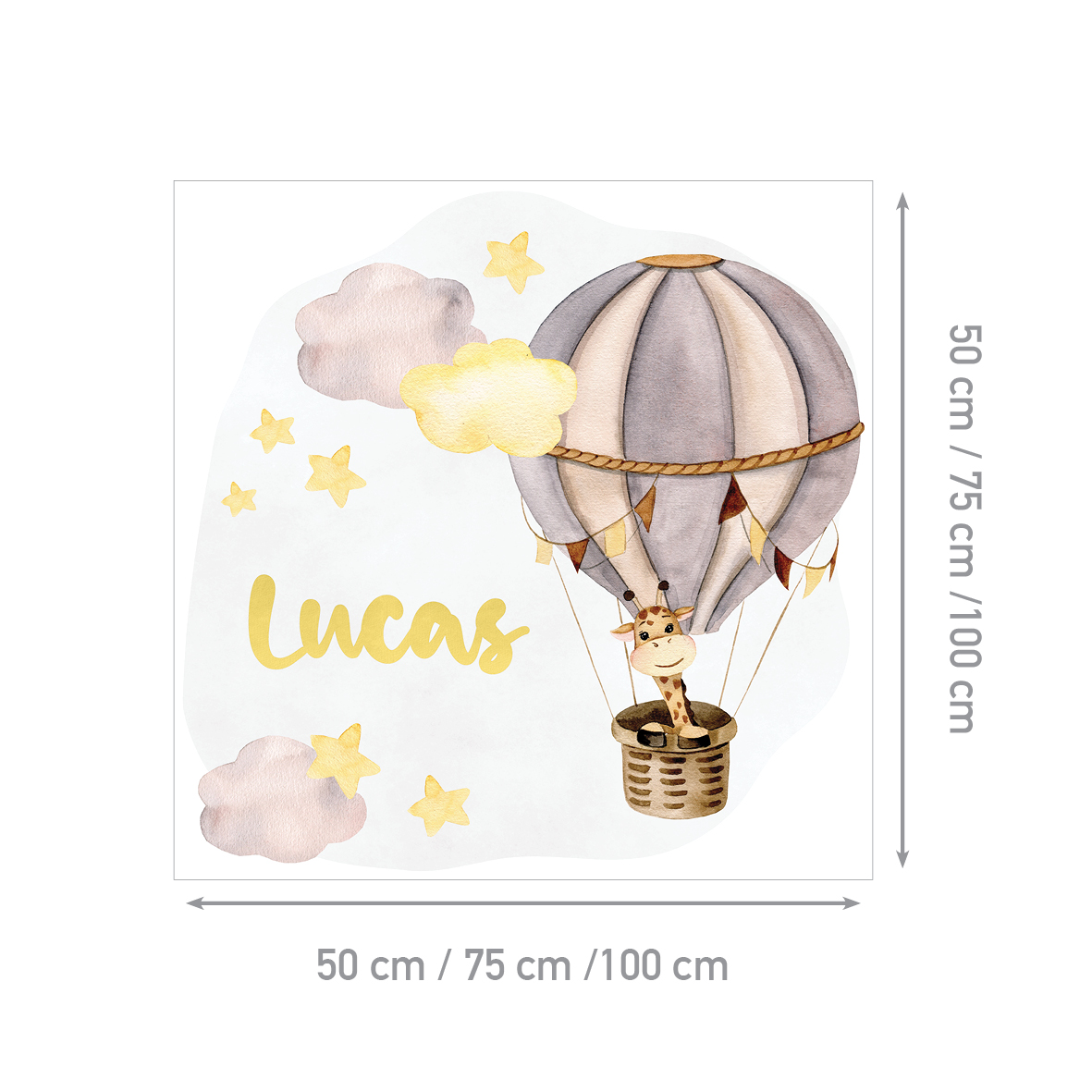 Personalized Kids Giraffe Wall Sticker | Giraffe Among the Clouds | HIA Workshop® - Image 8