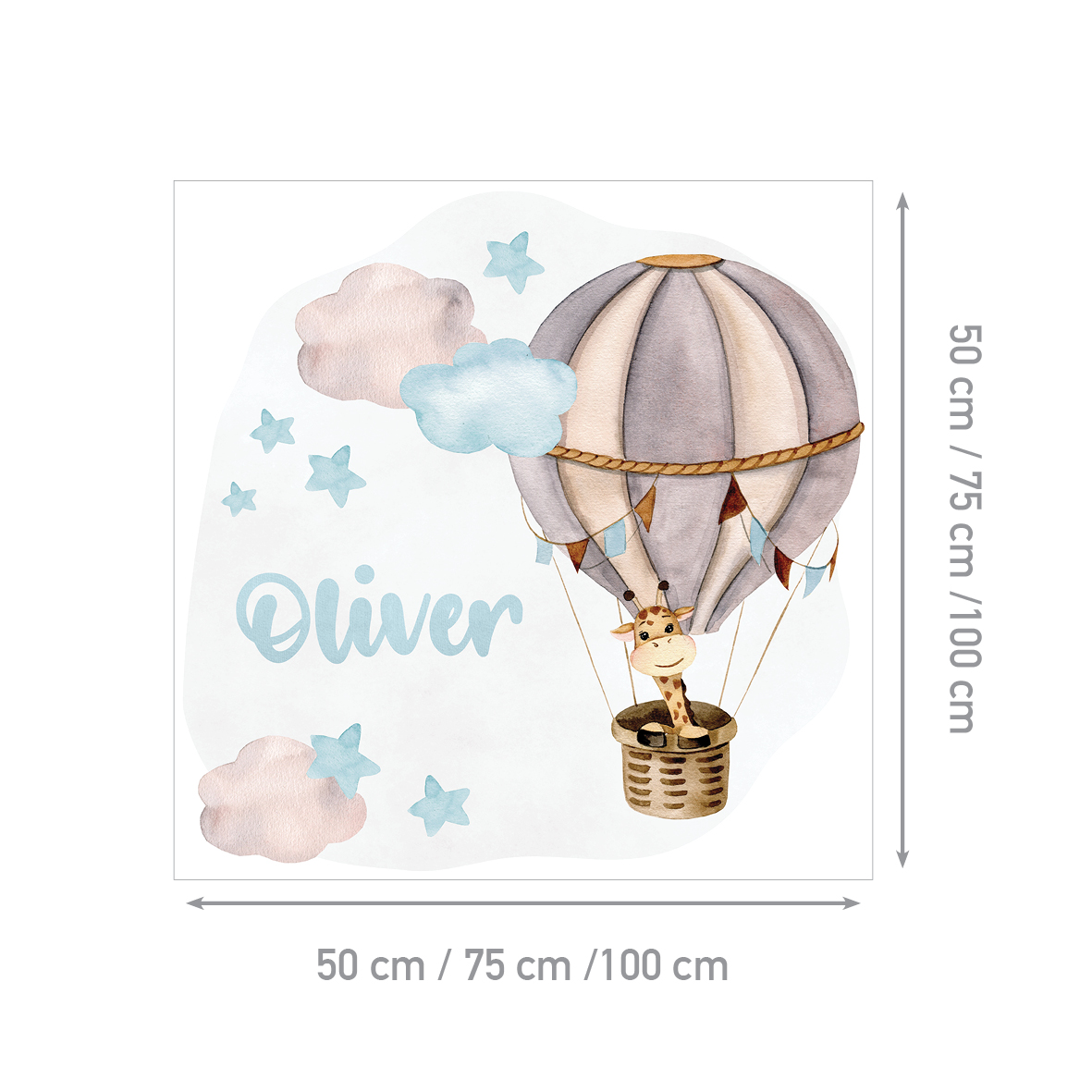 Personalized Kids Giraffe Wall Sticker | Giraffe Among the Clouds | HIA Workshop® - Image 9