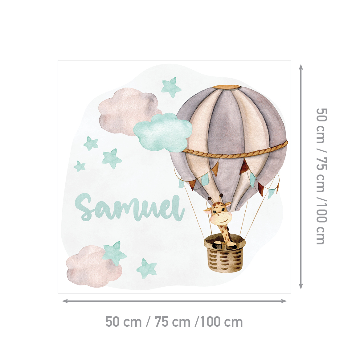 Personalized Kids Giraffe Wall Sticker | Giraffe Among the Clouds | HIA Workshop® - Image 10