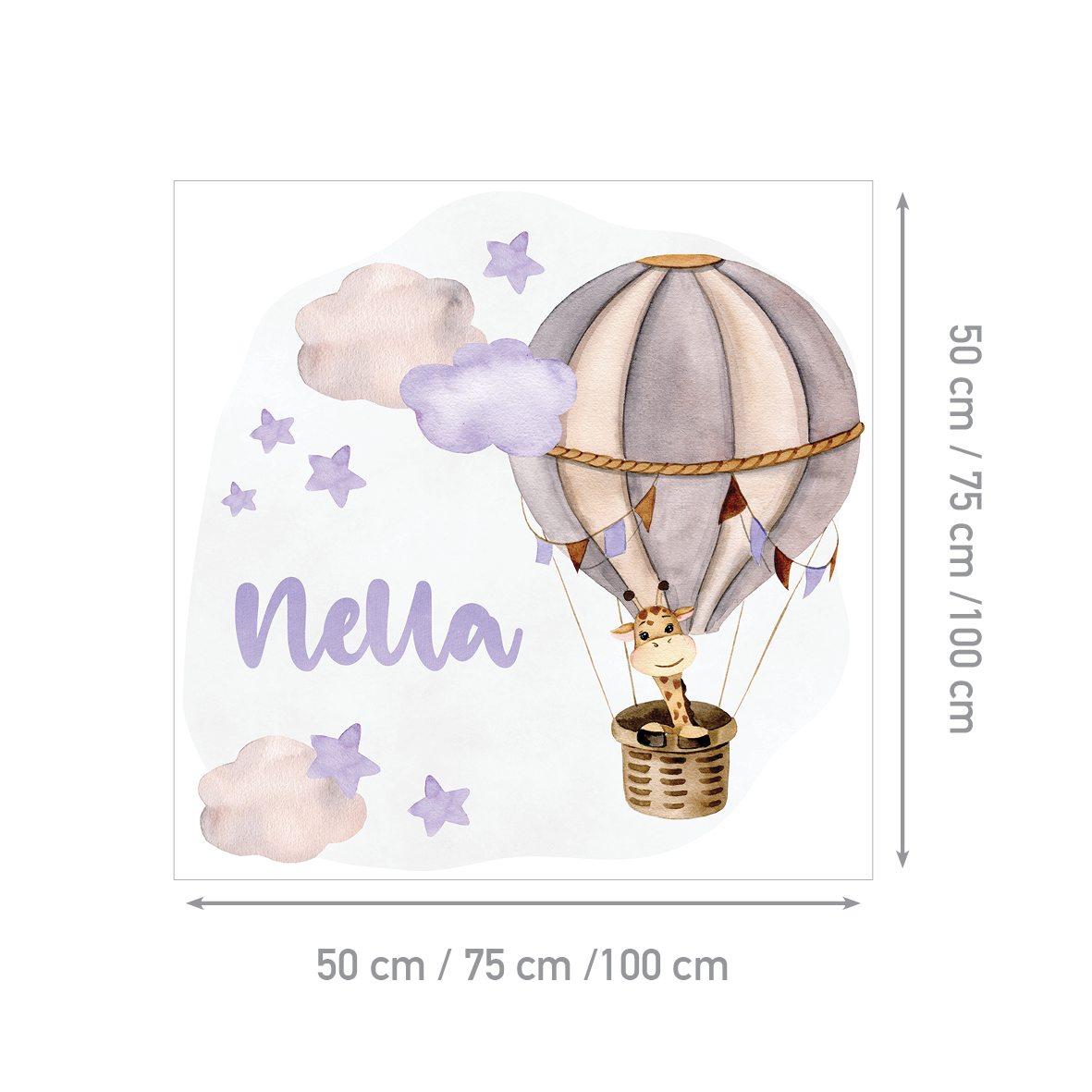 Personalized Kids Giraffe Wall Sticker | Giraffe Among the Clouds | HIA Workshop® - Image 11