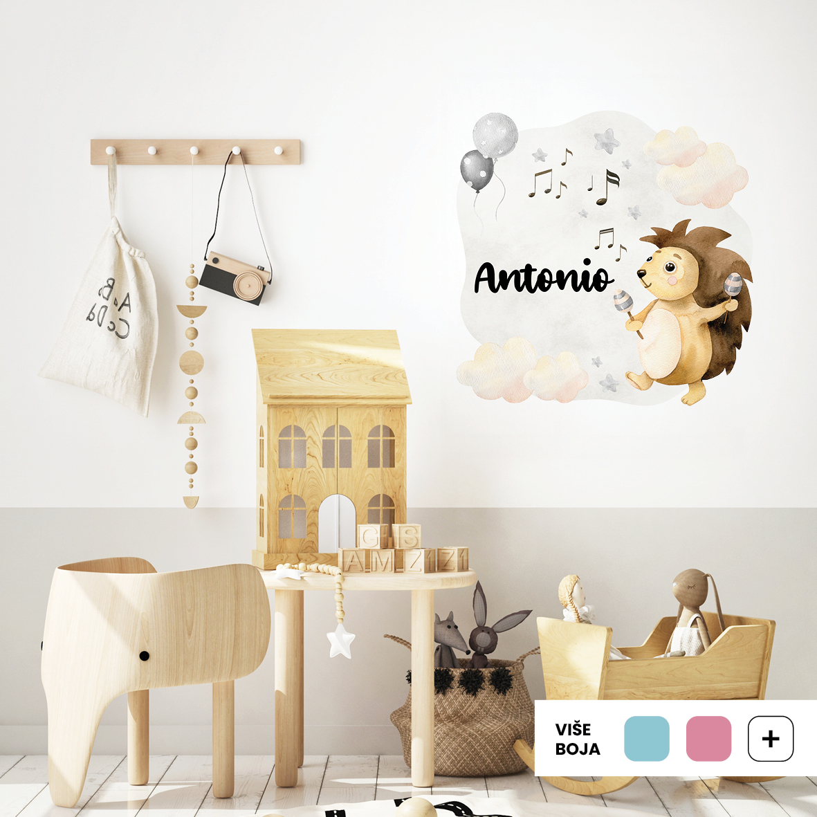 Personalized Kids Hedgehog Wall Sticker | Hedgehog Forest Orchestra | HIA Workshop® - Image 4