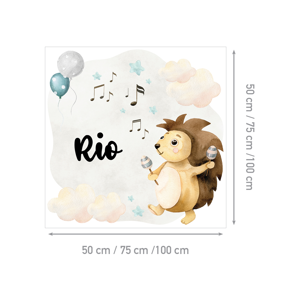 Personalized Kids Hedgehog Wall Sticker | Hedgehog Forest Orchestra | HIA Workshop® - Image 2