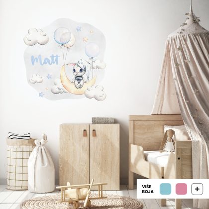 Personalized Kids Wall Sticker Bunny | Bunny Balloons | HIAWorkshop®