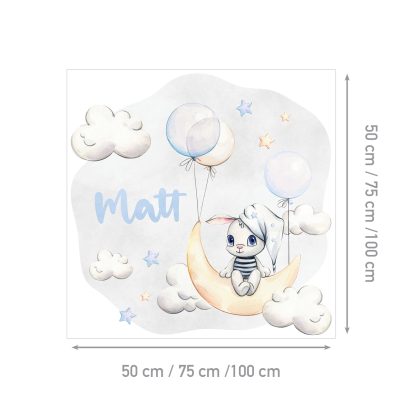 Personalized Kids Wall Sticker Bunny | Bunny Balloons | HIAWorkshop®