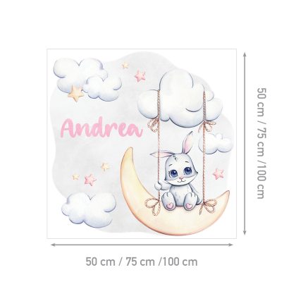 Name Sticker for the Children's Room Wall Bunny | Bunny Swing | HIAWorkshop®